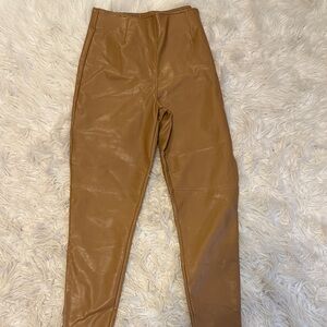 Tan Faux Leather Pants